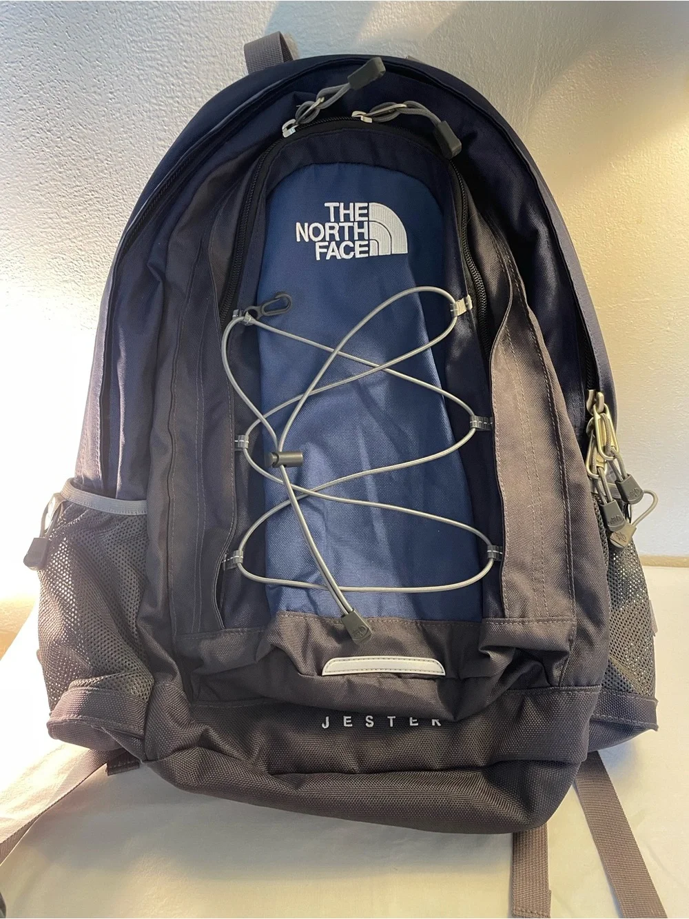 The North Face Jester Backpack Blue Grey Hiking Day Pack Laptop School Bag